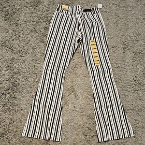 Black and White Striped Flare Pants